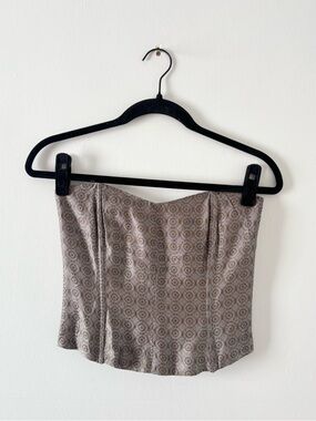The Limited Vintage Y2K Strapless Cropped Top Corset Back Zip Printed